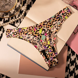 Zxyouping Quần Lót Thể Thao Chữ t Bằng Lụa Lạnh Không Đường May Họa Tiết Da Báo plus size m-xxl Dành Cho Bạn Nữ