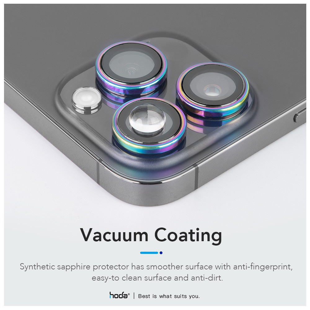 [Chính Hãng] Bộ Mắt Cường Lực Camera Hoda Sapphire Lens Protetor IP 15/16/17 Series - Viền Titanium Siêu Mỏng, Check QR