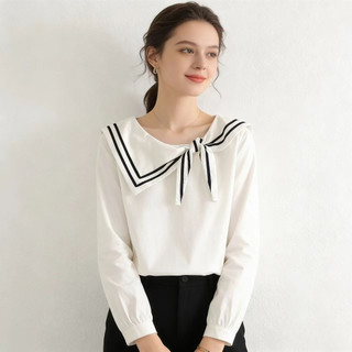 Hàng sẵn có JK sơ mi cotton phong cách đại học Hàn Quốc, cổ hải quân, phù hợp mùa xuân