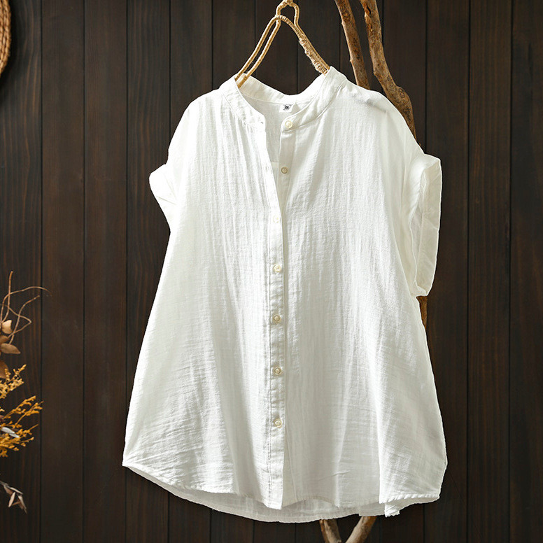 Áo sơ mi nữ chất liệu cotton cao cấp, dáng rộng/skinny, đa năng cho mùa hè