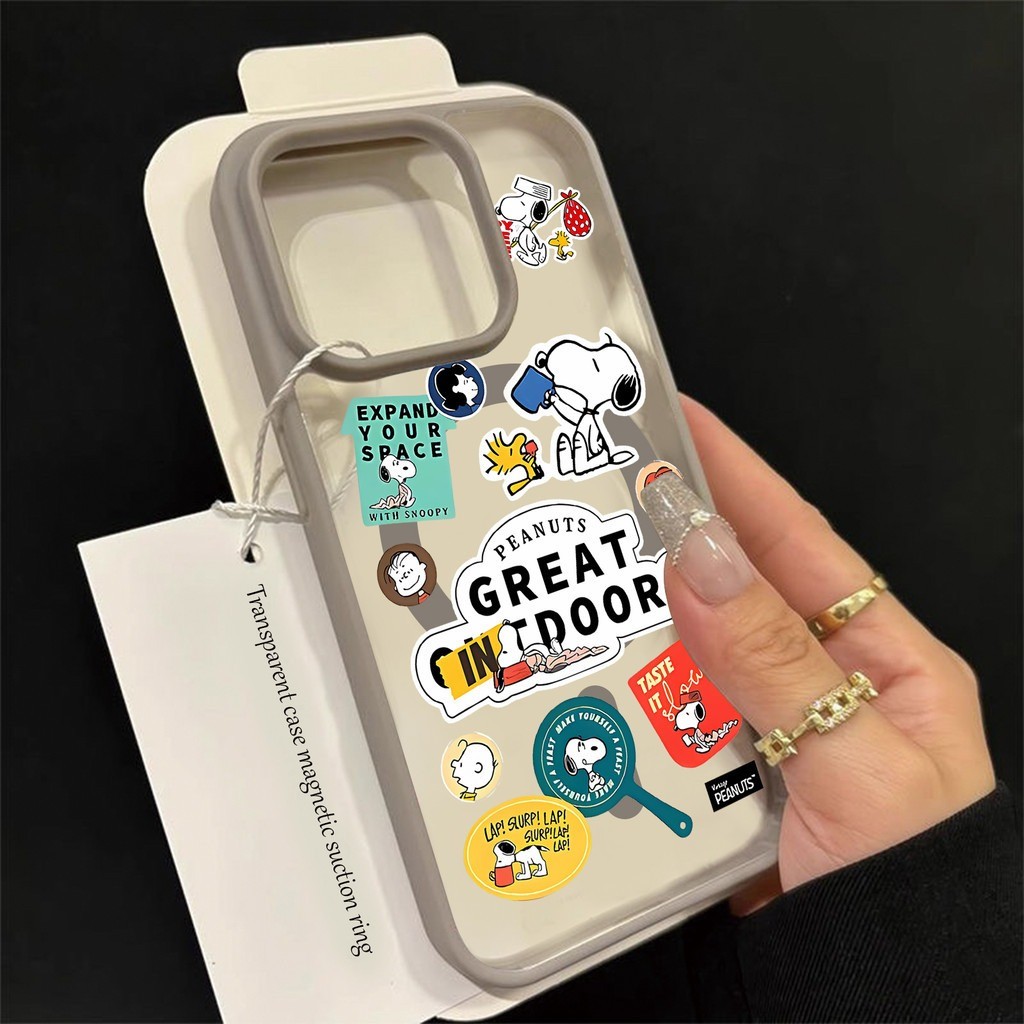 ốp lưng iphone Móc khóa Snoopy chống rơi nam châm Cho Iphone 17 14 15 16 7 xs xr 13 11 12 Pro Max Plus
