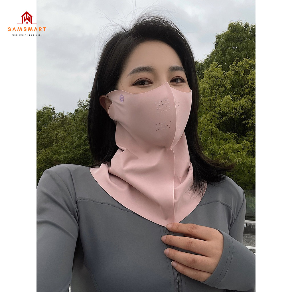 Mặt Nạ Chống Nắng Nữ Lụa Băng – Che Kín Mặt Cổ, Chống Tia UV, Thoáng Khí, Cao Cấp