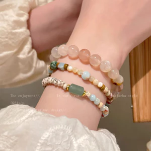 Vòng tay mặt trăng bồ đề tự nhiên từ đá núi khâu ngọc - Quà tặng tươi đẹp dành cho bạn gái