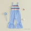 6M-4Y Bé Gái Jumpsuit Áo Liền Quần Không Tay Móc Hoa / Sọc Họa Tiết Suspender Quần