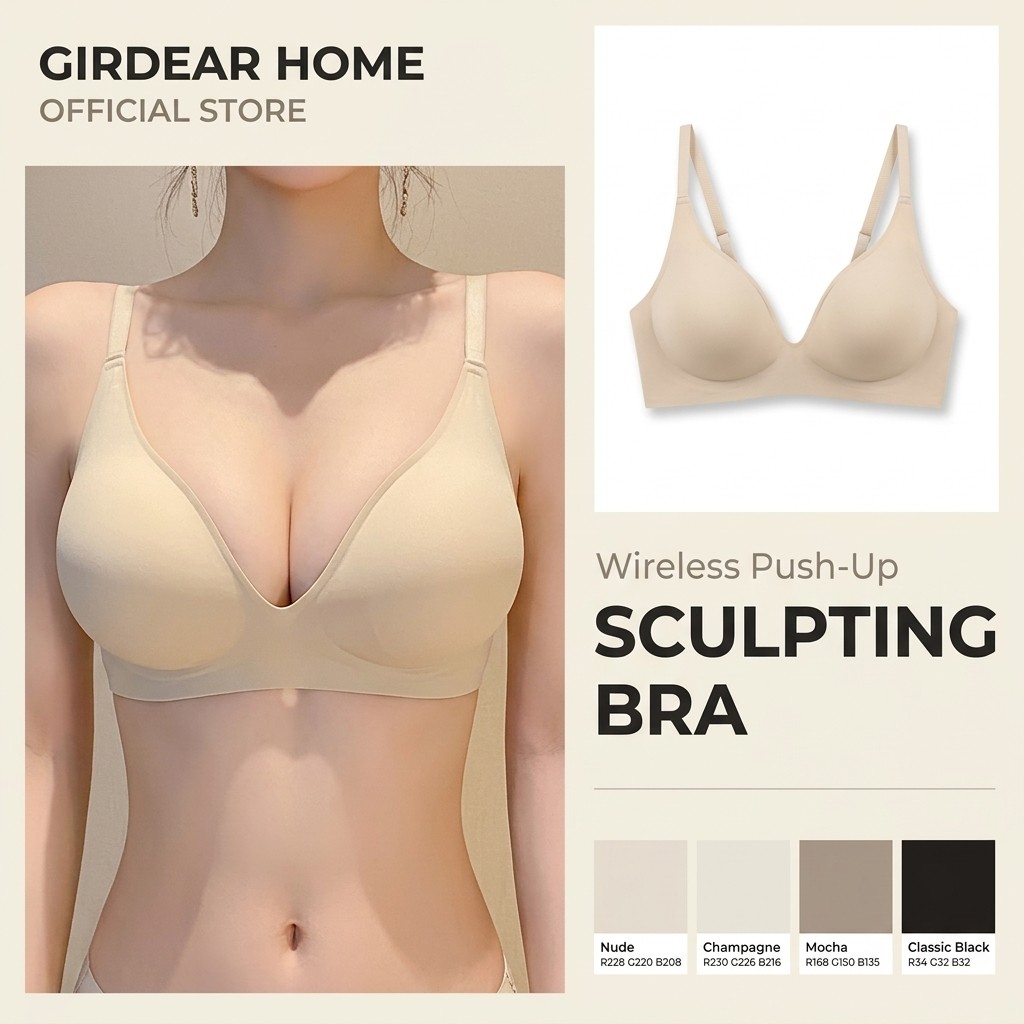 Girdear Home Áo Ngực Cho Ngực Xa Đẩy Lên Ngực Nhỏ Trông To Hơn Giảm Mỡ Nách Chống Chảy Xệ Không Đường May Màu Da Vô Hình Lưng Trần Mùa Hè,7631FG05