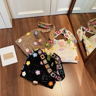 Túi đeo vai nữ MEGOCE, Túi đeo chéo công suất lớn cổ điển, Túi xách dệt kim Boho rỗng nhiều màu