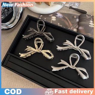 2023 bạc kim loại Bow Knot cá mập Claw tóc Clip đa năng mũ nón trang trí
