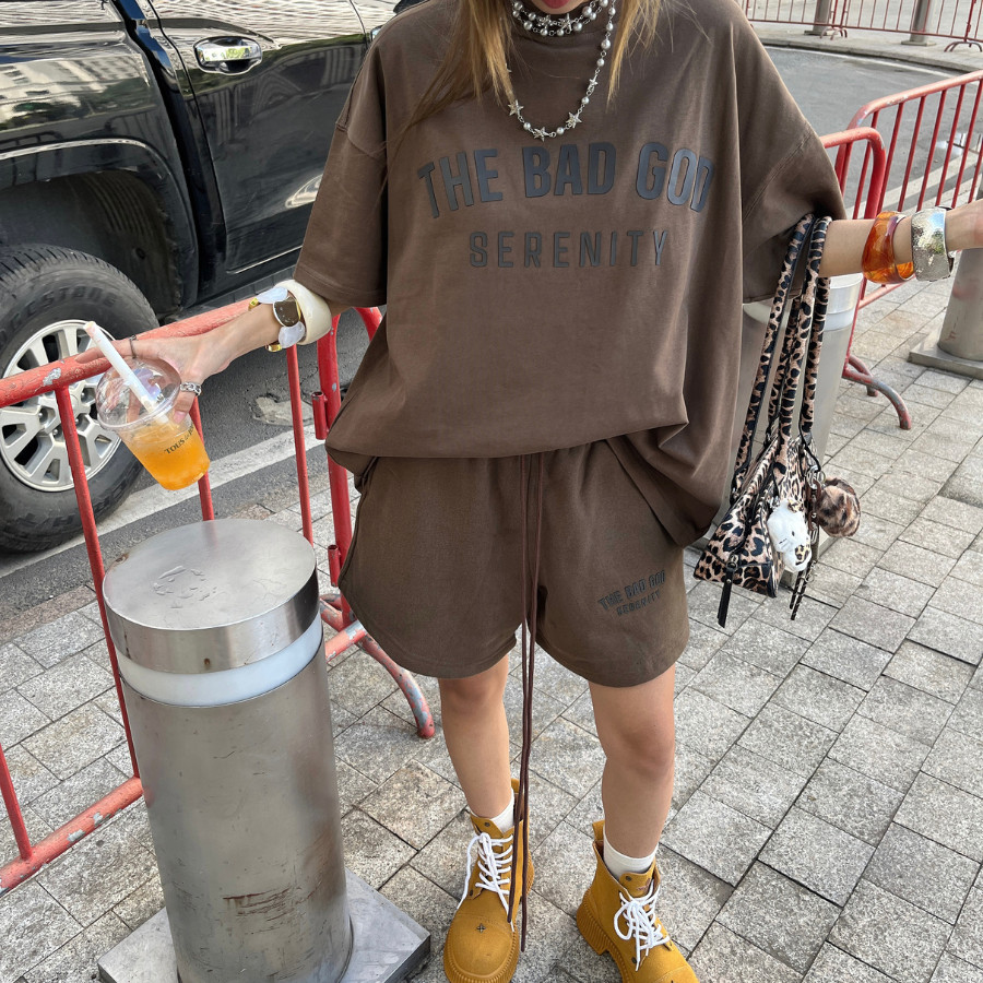 Set Bộ Quần Áo Nữ The Bad God Serenity Bold Áo Cotton Quần Nỉ Local Brand Form Boxy Áo thun nữ Áo phông nữ