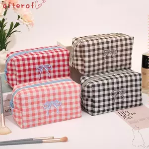 Túi đựng đồ vệ sinh AFTEROF, Túi đựng mỹ phẩm nơ thêu dung tích lớn, Túi trang điểm đa chức năng di động