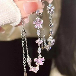 Thanh Lịch Hoa Anh Đào Vòng Tay Hồng Ánh Sáng Sang Trọng Tươi Hoa Cho Nữ Người Bạn Thân Nhất Bạn Gái Xu Hướng Quà Tặng Trang Sức