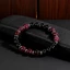Vòng tay đính cườm Garnet tự nhiên Unisex - Pha lê đen & đỏ đậm - Miếng đệm bạc - Phong cách cổ điển thủ công