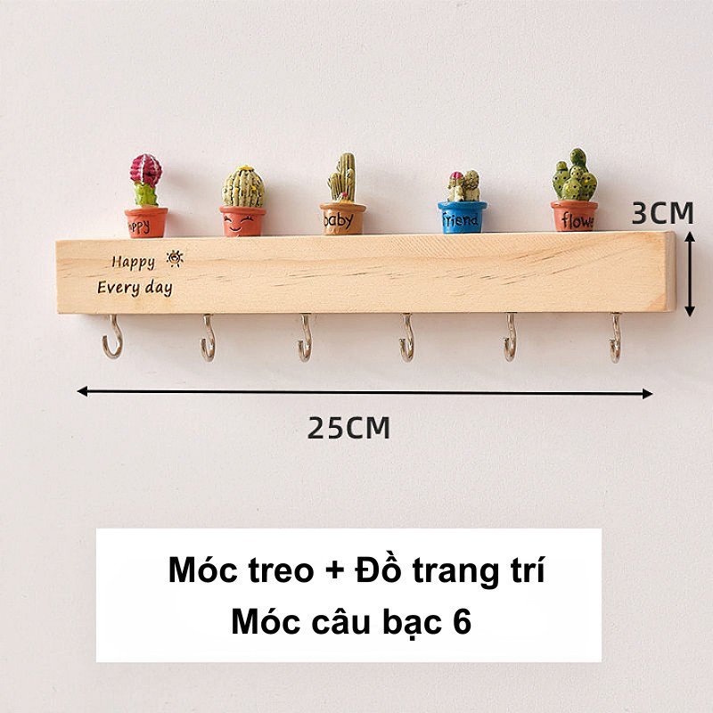 móc treo chìa khóa gỗ nguyên khối dán tường không khoan kệ treo đồ lối vào decor nhà