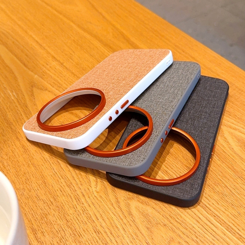 Dành Cho Xiaomi 14 15 Ultra mi 17 Ultra Ốp Lưng Vải Cao Cấp Họa Tiết Bao Da Mặt Sau Bảo Vệ Cho Xiaomi 15 Siêu Nam Châm Sạc Không Dây Vỏ Điện Thoại