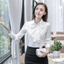 Thời Trang Nữ Dây Buộc Màu Tím Chắc Chắn Áo Dài Tay Nữ Công Sở Áo Sơ Mi Đồng Phục