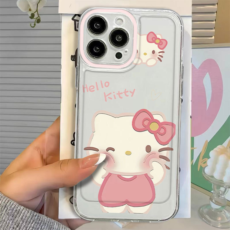 Ốp lưng iPhone trong suốt họa tiết tinh tế với Hello Cat IP 7/8/X/XS/11/12/13/14/15/16/17/Plus/Pro/Max/Air