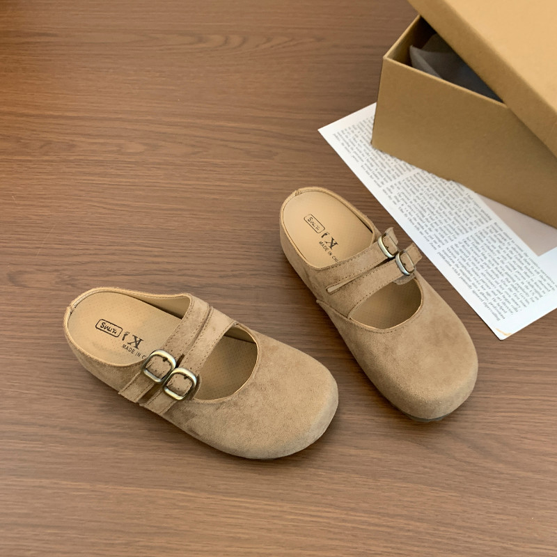 Atikota Giày sandal thời trang nữ kiểu Mary Jane với khóa cài trang trí, chất liệu da lộn mềm mại, thoải mái, thích hợp mang hàng ngày.