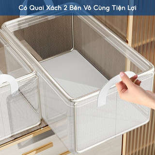 Hộp Đựng Quần Áo Khung Thép Trong Suốt Chắc Chắn, Túi Vải Đựng Đồ Sắp Xếp Gọn Gàng Giỏ Quần Áo