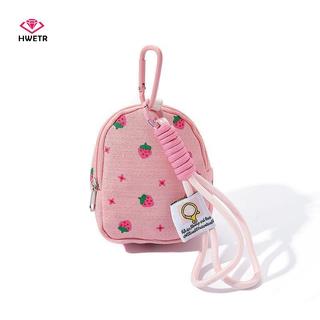 HWETR Dâu In Bapa Túi Đựng Tiền Xu Dễ Thương Ngọt Ngào Đổi Tiền Ví Có Móc Khóa Tai Nghe Di Động Túi Bảo Quản Ví