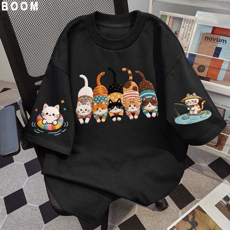 Áo thun chữ thêu nữ kiểu hàn quốc form rộng tay lỡ cổ tròn cotton mát - hè hot trend in cách dễ thương- Local brand #03