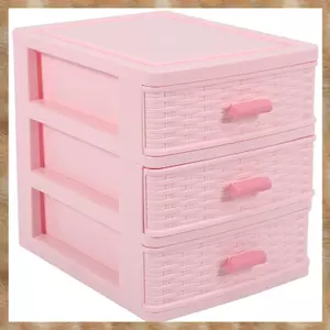 Ngăn Kéo Nhựa Hộp Bảo Quản Trang Sức 3 Ngăn Màu Hồng