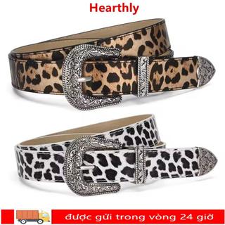 Dây đeo thắt lưng HEARTHLY da PU họa tiết da báo, thời trang dành cho nữ