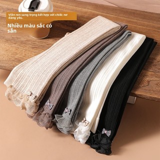 Quần Trẻ Em Mùa Xuân Thu Quần Legging Bé Gái Ren Đến Mắt Cá Chân Quần Cho Bé Mở Đáy Quần Chống Đóng Quần Ren