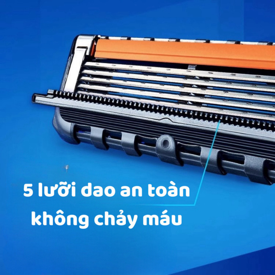Dao Cạo Râu 5 Lưỡi Kèm Hộp, Dao Cạo Râu Kiểu Đức Cho Nam Kèm Lưỡi Dao Sắc Không Đau Rát Da Mặt