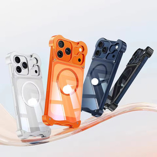[JLK] Ốp Điện Thoại Cản Kim Loại Không Đều Cho iPhone 17 16 15 Pro Max 17 Air Từ Trong Suốt Mặt Sau Nhôm Chống Sốc
