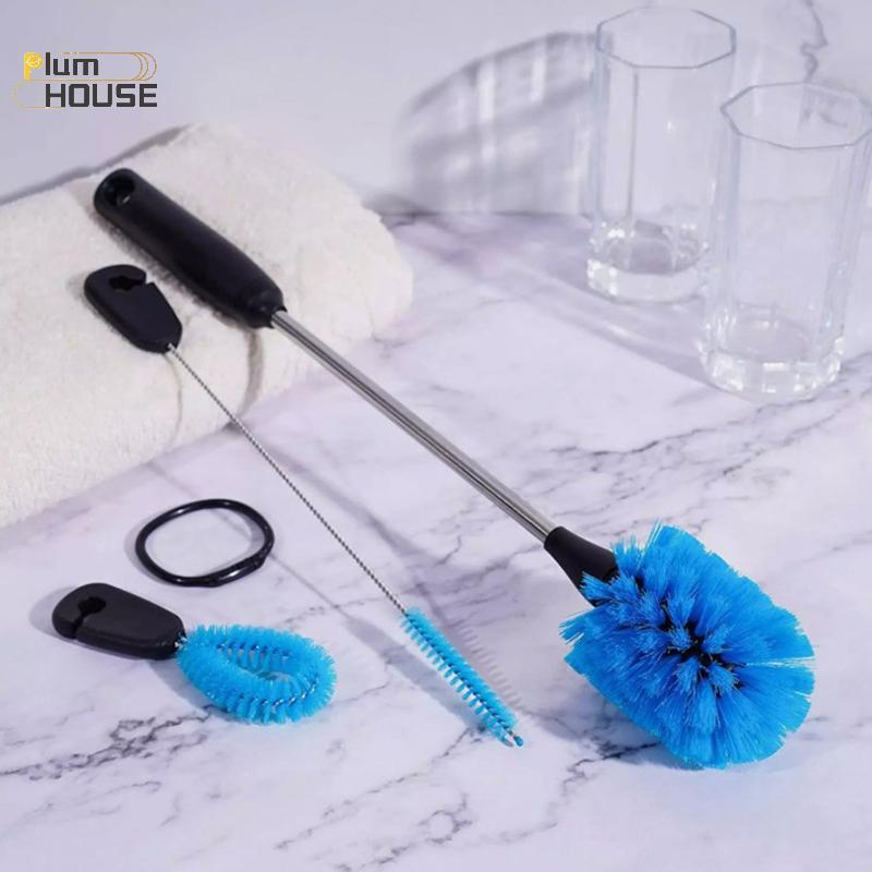 PlumHOUSE Bộ bàn chải bình nước bằng thép không gỉ 3 trong 1 Bàn chải làm sạch Tay cầm dài Chai nước sạch Rửa nhà bếp Dụng cụ chà sàn VN