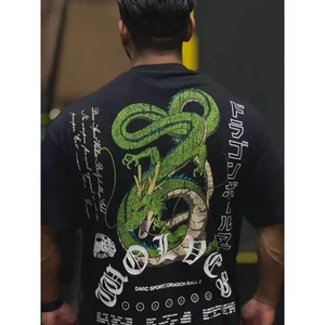 Darcsport Áo thun nam bằng cotton chất lượng cao, thiết kế full lưng hình đầu rồng thần thoại, phù hợp thể dục