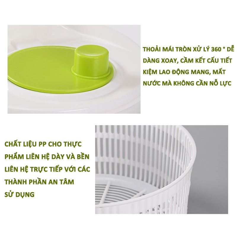 Bộ rổ quay ráo nước rau củ quả loại lớn,Làm Salad Tiện Lợi,Máy giặt rau gia dụng,Dày Dặn Giữ độ Tươi