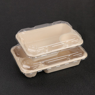 Hộp cơm trưa bột giấy dùng một lần phân hủy, hộp salad/đựng thực phẩm hình chữ nhật, thân thiện môi trường, mang đi JBMK