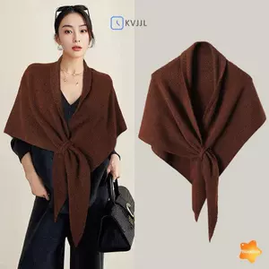Khăn choàng cardigan cape len mùa đông, thiết kế tam giác dày, giữ ấm tốt