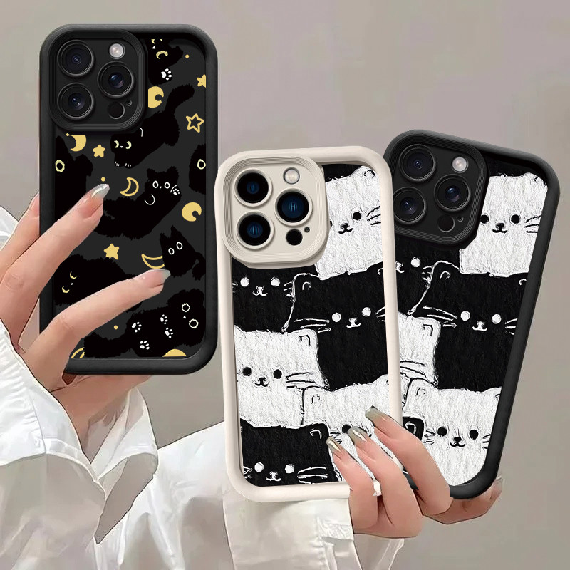 Ốp Điện Thoại Cho Google Pixel 10 9 8 7 Pro 5G Pixel 7A 8A 9 Pro XL Cover Đen Trắng Mèo Họa Tiết Hoạt Hình Máy Ảnh Mềm Bảo Vệ Động Vật Chống Sốc Silicon Mờ