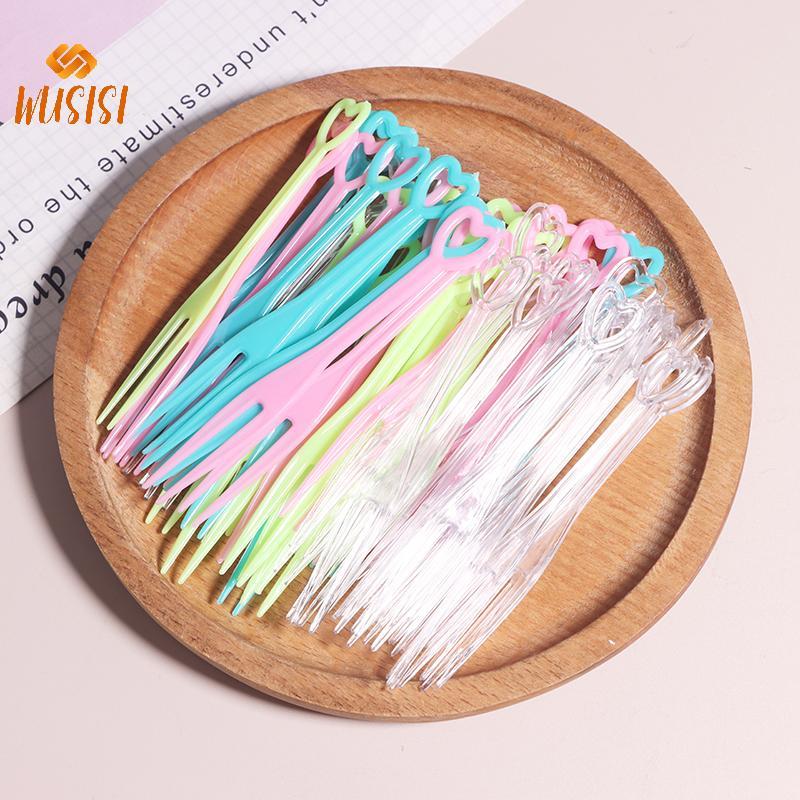 [WUSISI] 500 Chiếc Dùng Một Lần Trái Tim Nĩa Trái Cây Ăn Nhẹ Bánh Tráng Miệng Ăn Tại Nhà Nhựa Thực Phẩm Trái Cây Chọn Tăm Bento Trang Trí Tiệc MỚI