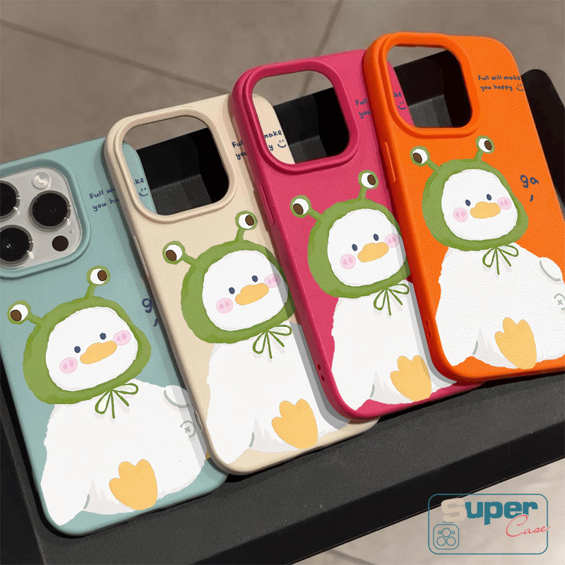 Ốp Lưng Tương Thích Cho IPhone 17 13 15 16 11 14 12 Pro Max XR 13 15 14 17 16 Pro 15 16 14 Plus X XS Max Hoạt Hình Thời Trang Vịt Dễ Thương Nơ Họa Tiết Da Da Cảm Thấy Bao