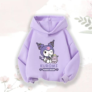 Bé Gái Kuromi Hoạt Hình Áo Chui Đầu Dài Tay Áo Nhẹ Thường Ngày Phong Cách Trường Học Quần Áo