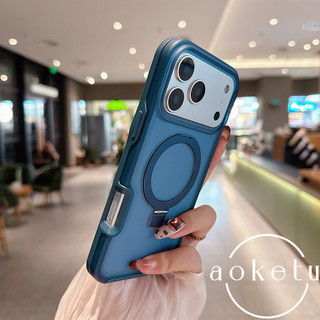 Vỏ điện thoại từ tính giá đỡ vợt màu xanh đá quý sang trọng phù hợp cho iPhone 13 14 15 16 17 Pro Max da nhạy cảm bán trong suốt bao gồm chống rơi