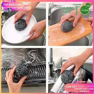 Cọ xoong nồi inox, Giẻ cọ xoong dạng búi tròn - Miếng Cọ Xoong, Nồi Bằng Thép Không Gỉ