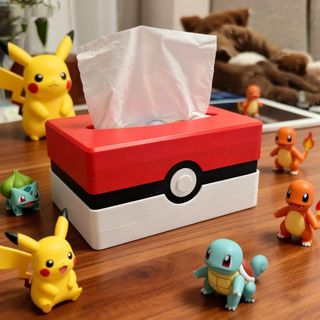Hộp đựng khăn giấy hình quả bóng Pokémon Poke Hàng hóa hoạt hình Hộp giấy in 3D thời trang đơn giản hiện đại