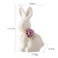 PWSEND Bunny Các bức tượng nhỏ, Tượng thỏ Mini thiết kế hoa, Trang trí bàn làm việc bằng gốm dễ thương Trang trí máy tính để bàn văn phòng