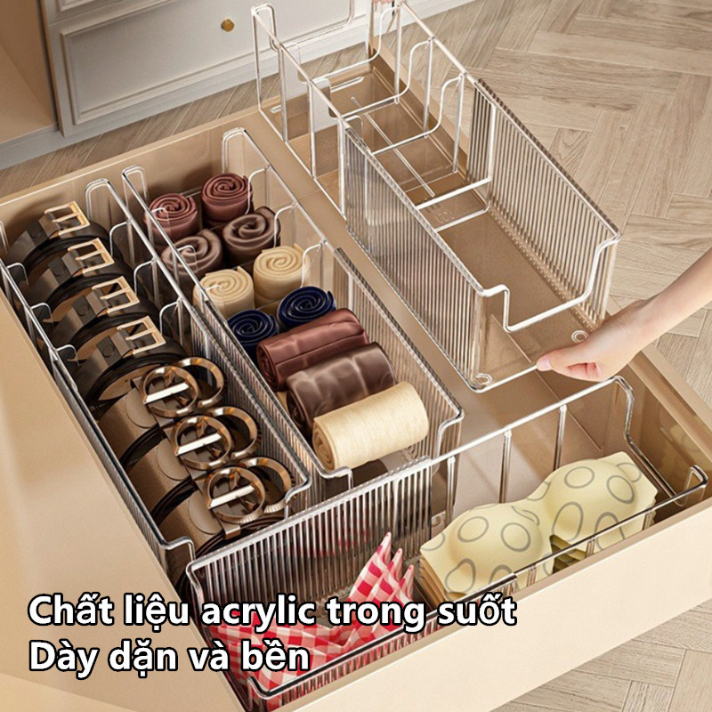 Hộp bảo quản thắt lưng khăn quàng, ngăn rời tùy chỉnh, chất liệu PET, gọn gàng tiết kiệm diện tích