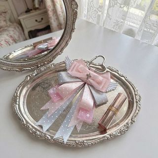 Mặt dây chuyền túi FANGHUI, Thiết kế chữ thập Thiết kế nơ Móc khóa trang trí Itabag, Ruy băng hai lớp cao cấp Kawaii DIY Handmade Anime ngoại vi Lolita Merch