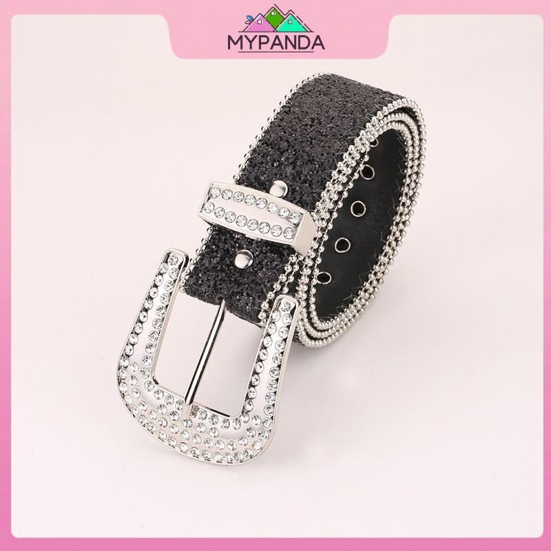 MYPANDA Thắt lưng Y2K thời trang nữ, da PU bling, kim cương giả & pha lê lấp lánh, có thể điều chỉnh, phù hợp cho bữa tiệc câu lạc bộ.