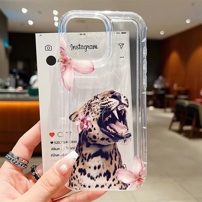 Ốp lưng trong suốt in hình con hổ mận Blossom Vicious cho Samsung S26 S25 S23 S24 Ultra S22 Plus S21 S20 FE A55 A35 A15 A54 A53 Vỏ chống sốc mềm