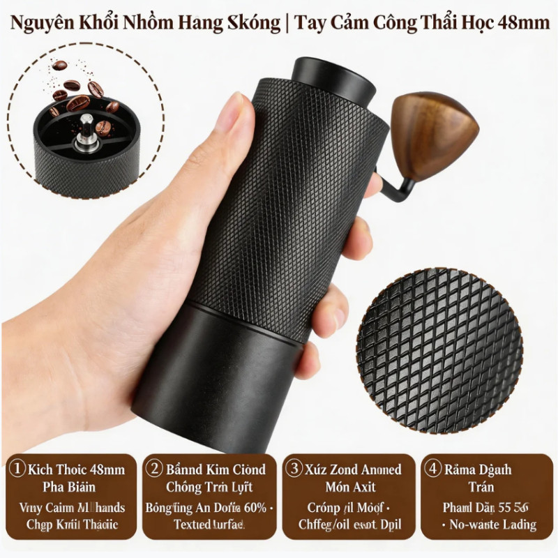 Máy Xay Cà Phê Cầm Tay đa Năng Chất Lượng Cao, Lõi Mài 7 Sao,Loại Quay Tay,Có Thể điều Chỉnh độ Dày Mỏng