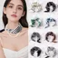Khăn lụa NICOLOO, Khăn quàng cổ có khóa ngọc trai mỏng, Khăn quàng cổ mềm in nhẹ dành cho nữ