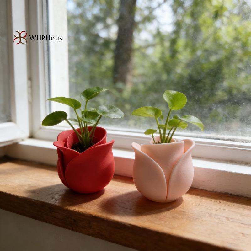 < WHPHous-t > Chậu cây hoa hồng Mini Bình hoa sáng tạo Máy trồng để bàn Chậu trang trí văn phòng tại nhà nhỏ Đẹp