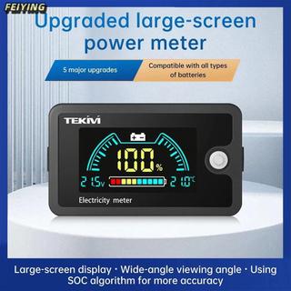 FEIYING 1 Chỉ báo dung lượng pin, Đồng hồ đo điện màn hình LCD DC8-100V, Pin Lithium axit chì LiFePO4 với đồng hồ đo pin báo động nhiệt độ cho dụng cụ ô tô