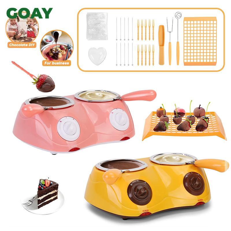 GOAY Mini Điện Sô Cô La Nóng Chảy Nồi Sô Cô La Fondaue Đài Phun Nước Ấm Máy Cho Sữa Sô Cô La Đơn / Đôi Nồi Mini Chocolate Melter EU Cắm Dây 1.8M 25W Công Suất Thấp DIY Bộ